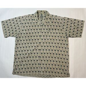 Vintage Fubu the Collection Short Sleeve Hawaiian Green Palm tree Shirt Size XXL
